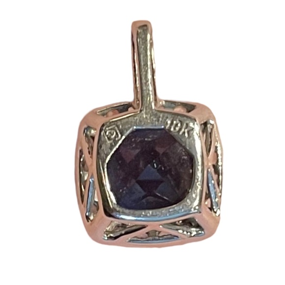 Cushion-Cut Lab Ceylon & White Sapphire Pendant in 10K
WGold w/ Diamond Accents - Picture 9 of 10